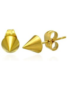 Ekszer Eshop - Fényes fülbevaló acélból - éles csúcsos kúp arany színben, stekkerek SP39.13
