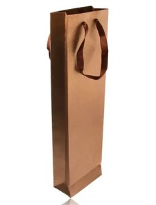 Ekszer Eshop - Hosszúkás táska bronz színben, csillámok barna szalag Y32.19