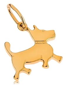 Ekszer Eshop - Medál 9K sárga aranyból - kicsi kutya gravírozott nyakörvvel GG45.04