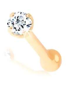 Ekszer Eshop - Egyenes 14K sárga arany orr piercing - csillogó átlátszó gyémánt, 1,3 mm S3BT503.68