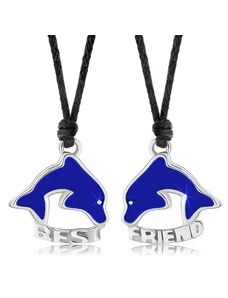 Ekszer Eshop - Két nyaklánc barátok részére, kék színű delfinek, BEST FRIEND S57.15