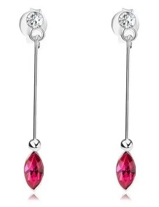 Ekszer Eshop - Függő fülbevaló, 925 ezüst, kerek átlátszó és rózsaszín szemecske alakú Swarovski kristály I31.15