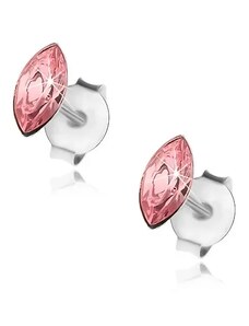 Ekszer Eshop - 925 ezüst fülbevaló, szemecske Swarovski kristály rózsaszínben I39.08