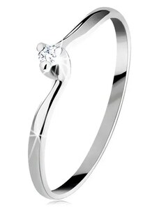 Ekszer Eshop - 14K fehér arany gyűrű - átlátszó csiszolt gyémánt, keskeny szárak BT153.76/80 - Nagyság: 49