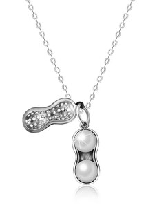 Ekszer Eshop - 925 ezüst nyakék, csillogó földimogyoró gömbölyű gyöngyökkel AC09.15