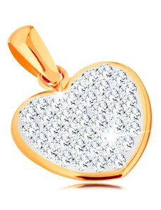 Ekszer Eshop - Medál 14K sárga aranyból - csillogó szív Swarovsi kristályokkal díszítve GG167.10