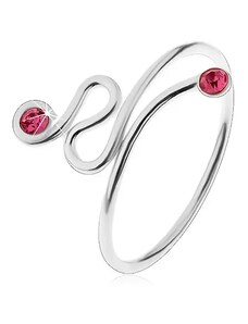 Ekszer Eshop - 925 ezüst gyűrű, állítható méretű, rózsaszín cirkóniák a szárvégeken AC17.20
