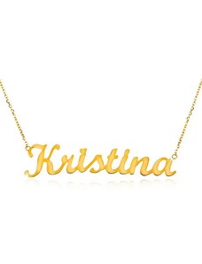 Ekszer Eshop - Nyaklánc sárga 14K aranyból - vékony lánc, fényes medál - név Kristína S3GG198.11