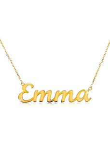 Ekszer Eshop - Nyaklánc sárga 14K aranyból - vékony csillogó lánc, fényes felirat Emma S3GG198.05