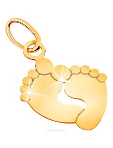 Ekszer Eshop - Medál sárga 585 aranyból - két lábnyom, fényes és sima felület GG17.06