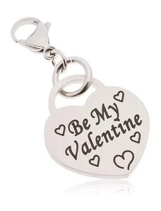Ekszer Eshop - Kulcstartó, sebészeti acél, szív Be My Valentine felirattal AA43.24