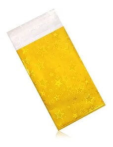 Ekszer Eshop - Celofán ajándékzacskó arany színben - nagyobb, csillagok szivárványos visszfénnyel GY55