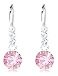 Ekszer Eshop - Ezüst 925 fülbevaló, átlátszó és világos rózsaszín Swarovski kristályok W08.21