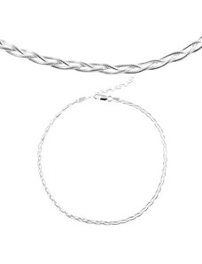 Ekszer Eshop - 925 ezüst nyaklánc, kígyó minta három láncból összefonva SP13.20