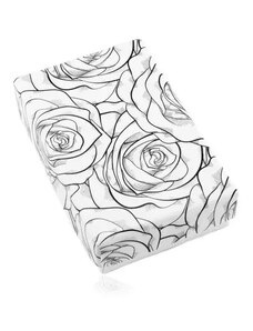 Ekszer Eshop - Fekete - fehér doboz szettre vagy nyakláncra, rózsavirág minta Y17.01