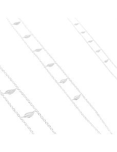 Ekszer Eshop - 925 ezüst nyaklánc, kettős lánc, fényes gravírozott levelek S10.21