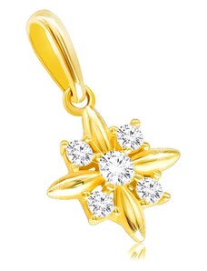 Ekszer Eshop - 14K sárga arany gyémánt medál - virág hosszúkás szirmokkal és briliánsokkal S3BT506.32