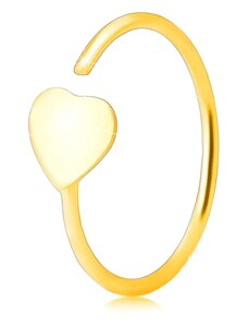 Ekszer Eshop - 14K sárga arany piercing – egy lapos szívben végződő gyűrű kontúr S1GG176.24