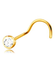 Ekszer Eshop - Gyémánt orr piercing fénylő, 14K sárga arannyal szegélyezett- tiszta, csillogó, brilliáns S3BT508.01