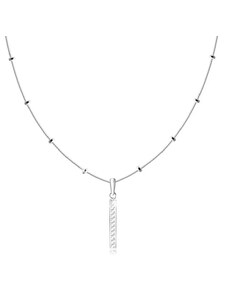 Ekszer Eshop - 925 Ezüst nyaklánc - kígyó mintás lánc, vékony téglalap alakú cirkóniákkal O16.18