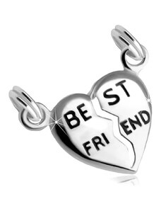 Ekszer Eshop - 925 Ezüst dupla medál kettéosztott szív"BEST FRIEND" felirattal U08.14