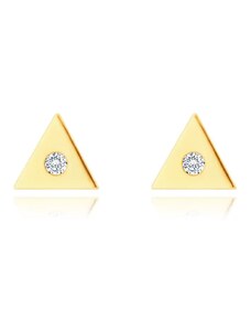 Ekszer Eshop - 14K sárgaarany gyémánt fülbevaló - kicsi háromszög tiszta briliánssal S3BT506.72