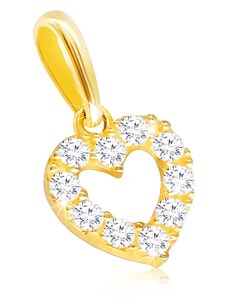 Ekszer Eshop - 14K sárgaarany gyémánt medál - tiszta, szimmetrikus szív, briliáns kontúrral S3BT506.19