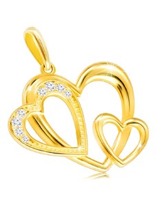 Ekszer Eshop - 14K arany gyémánt medál - három szív kontúr, tiszta briliáns S3BT506.28