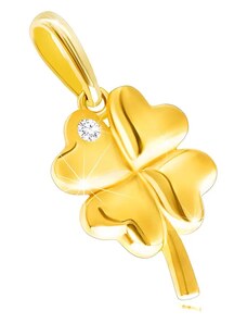Ekszer Eshop - 14K sárga arany gyémánt medál - négylevelű lóhere csillogó briliánssal S3BT506.14