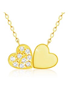 Ekszer Eshop - Gyémánt nyaklánc 14K sárga aranyból - összekapcsolodó kis szívek, tiszta briliánsokkal S3BT508.23