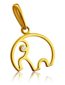 Ekszer Eshop - Gyémánt medál 14K sárga aranyból - egy elefánt körvonal, tiszta briliáns S3BT508.19