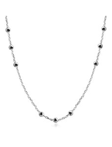Ekszer Eshop - 925 Ezüst nyaklánc - gyöngyök, kettős láncszemek, rugós gyűrűzár. S35.23