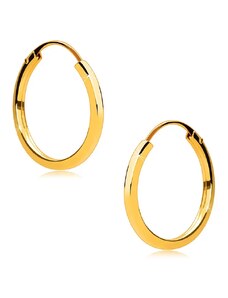 Ekszer Eshop - Arany kerek fülbevalók 585 aranyból - vékony szögletes vállak, sima, fényes felület,14 mm S2GG48.22