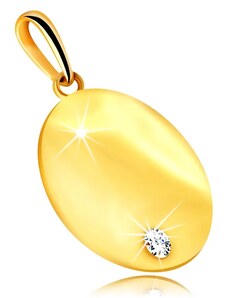 Ekszer Eshop - Medál 375 sárga aranyból – kerek lapos tábla, csillogó átlátszó cirkónia S4GG244.46