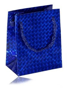Ekszer Eshop - Hologramos papír ajándék tasak - kék színben, sima fényes felülettel Y32.07