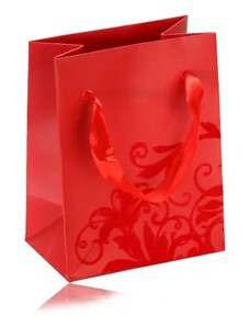 Ekszer Eshop - Kis papír ajándék tasak, matt kivitelben, piros színben, bársony díszítéssel Y26.18