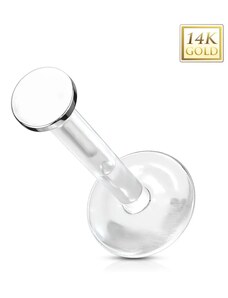 Ekszer Eshop - 14K fehér arany piercing fül, porc, ajak piercing - átlátszó Bioflex, sima kör, 2 mm S1GG251.01