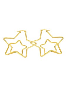 Ekszer Eshop - Acél fülbevaló arany színben - dupla csillag kontúr, francia zárral SP64.23