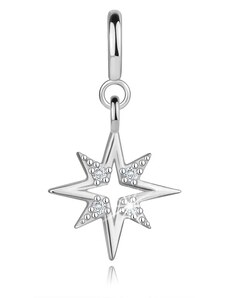 Ekszer Eshop - 585 Fehérarany medál karkötőhöz - csillag tiszta cirkóniákkal, levehető S3GG252.39