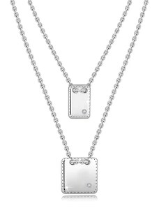 Ekszer Eshop - 925 ezüst nyaklánc - briliánsok, lapos négyzetben és téglalapban R18.05