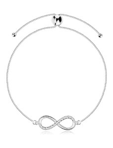 Ekszer Eshop - 925 ezüst állítható karkötő - végtelen szimbólum csillogó, kerek kiemelkedésekkel T04.03