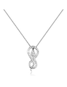 Ekszer Eshop - 925 ezüst nyaklánc - strukturált kígyó, amely végtelen szimbólummá tekeredik G12.10