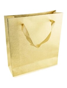 Ekszer Eshop - Papír ajándék táska - arany színű, fényes rácsos felület G28.01