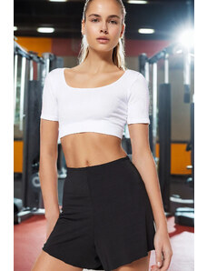 Trendyol White Seamless/Seamless Crop Extra Soft Textured Square Neck Knitted Sports Top/Blouse
