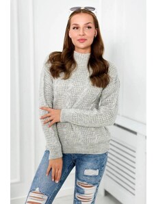 FiatalDivat Fonott mintás pulóver állógalléros modell 2024-7 szürke