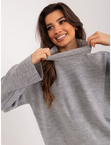 Fashionhunters Women's gray knitted turtleneck sweater