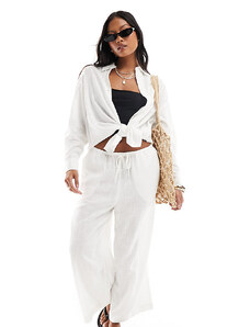 ASOS Petite ASOS DESIGN Petite pull on culotte with linen in white