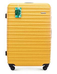 Nagyméretű bőrönd poggyászcímkével Wittchen, sárga, ABS