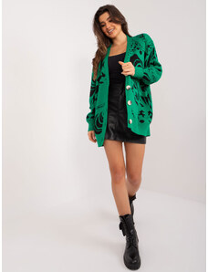 Fashionhunters Green cardigan with wool