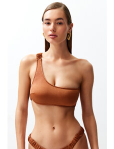 Trendyol Brown One-Shoulder Gathered Bikini Top